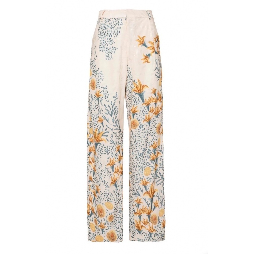 Agua by Agua Bendita Florecer Capullo Trousers Floral Wide Leg Pants Cream L